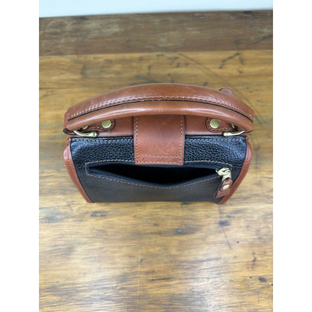 Vtg Liz Claiborne Leather Doctor Bag Satchel Purse Cognac Brown Top Handle - Picture 5 of 16